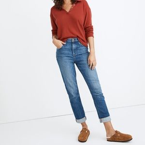 Madewell The High-Rise Slim Boyjean in Moorland Wash Boyfriend Jeans